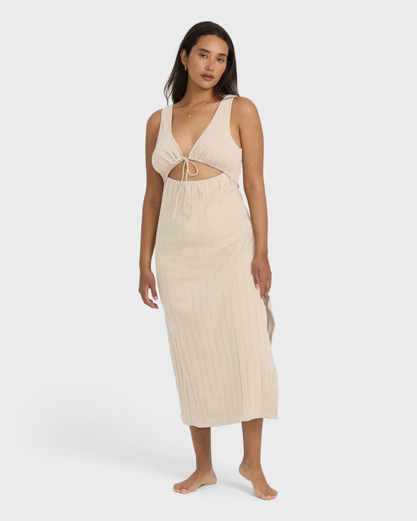 billabong Slides Midi Knt Dress - Cobblestone