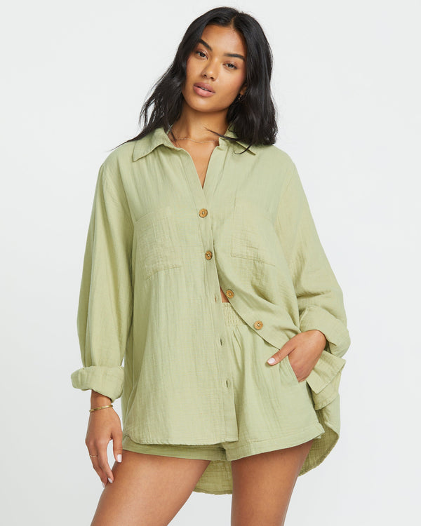 billabong Sweet Swell Long Sleeve Shirt - Avocado