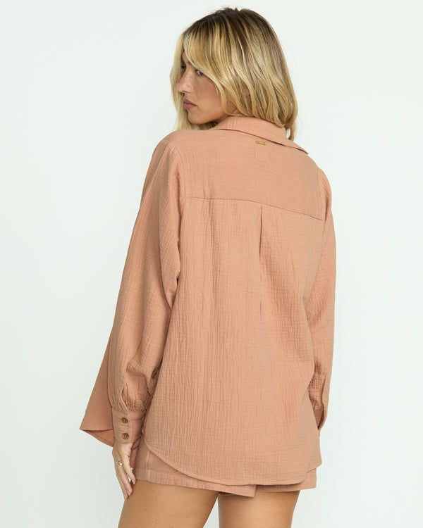 Billabong Sweet Swell Long Sleeve Shirt - Rose Brown