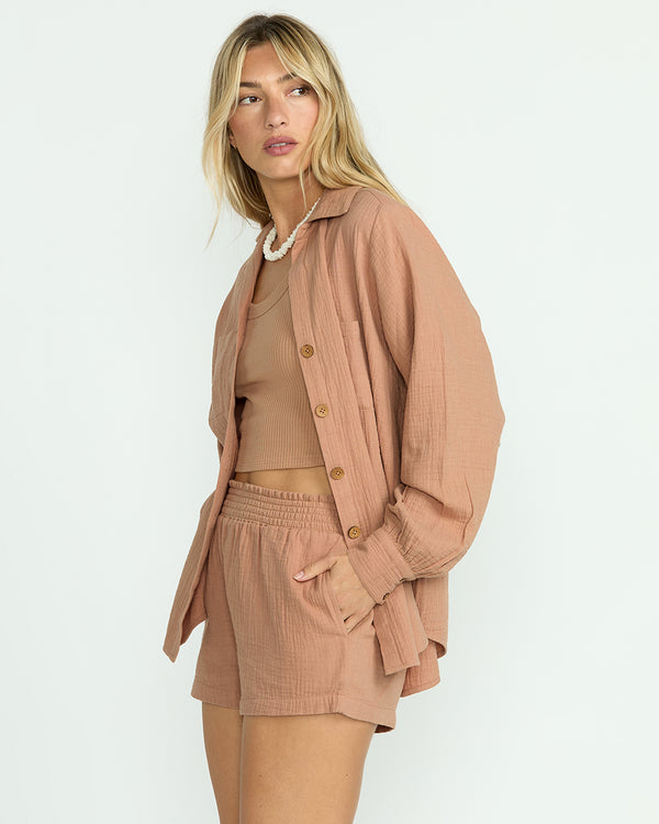 Billabong Sweet Swell Long Sleeve Shirt - Rose Brown