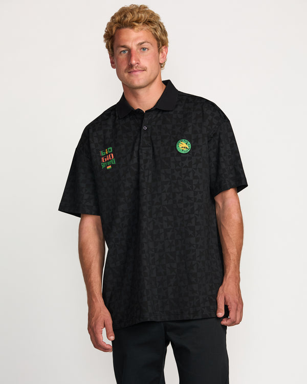 billabong Billabong x Mami Wata Black Star Surf Club Short Sleeve Polo Shirt - Black