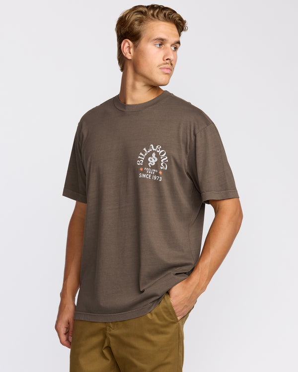 Billabong Coiled Premium Wave Wash Short Sleeve T-Shirt - Dark Brown