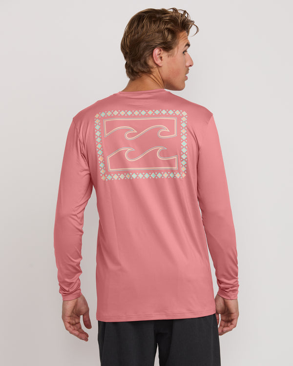 Billabong Crayon Wave Loose Fit Long Sleeve Surf Tee - Dusty Pink