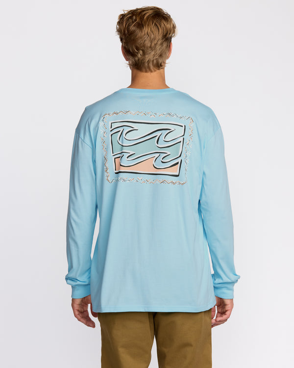 Billabong Crayon Wave Regular Long Sleeve T-Shirt - Coastal Blue
