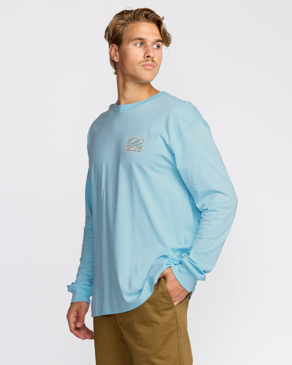 Billabong Crayon Wave Regular Long Sleeve T-Shirt - Coastal Blue