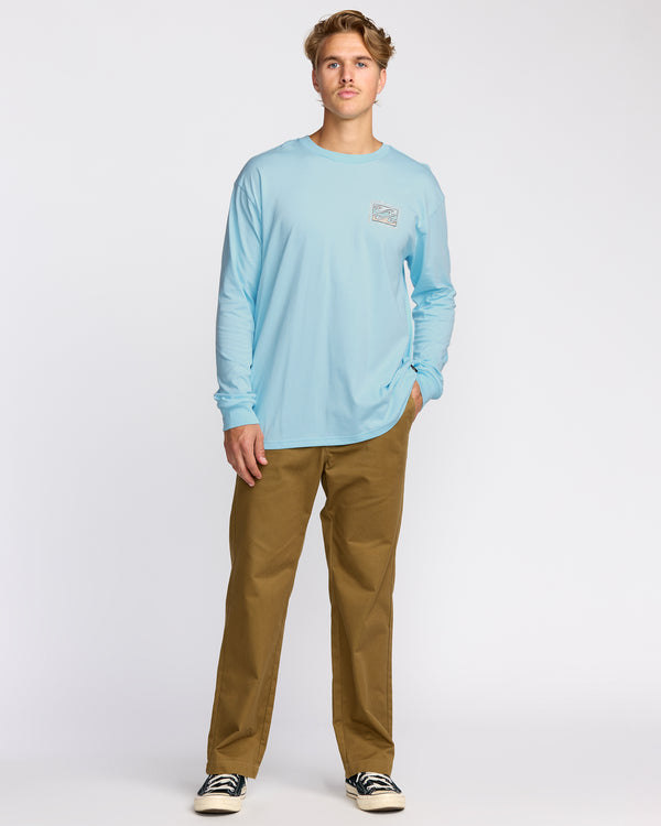 Billabong Crayon Wave Regular Long Sleeve T-Shirt - Coastal Blue