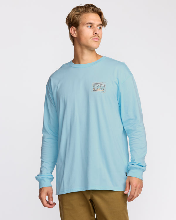 billabong Crayon Wave Regular Long Sleeve T-Shirt - Coastal Blue