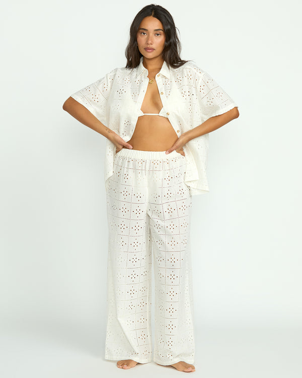 Billabong Eyelet Crush Beach Coverup Pants - Salt Crystal