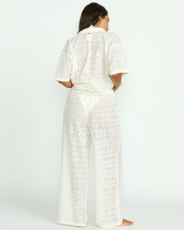 Billabong Eyelet Crush Beach Coverup Pants - Salt Crystal