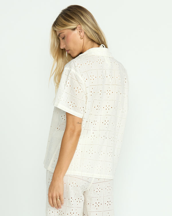 Billabong Eyelet Crush Beach Coverup Top - Salt Crystal