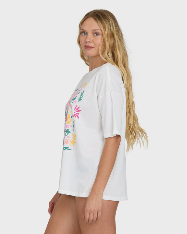 Billabong Floral Press Short Sleeve T-Shirt - Salt Crystal