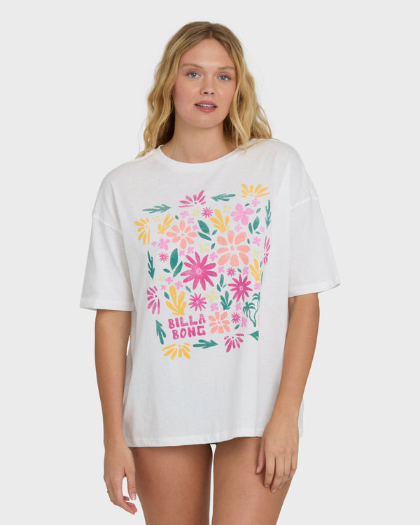 billabong Floral Press Short Sleeve T-Shirt - Salt Crystal