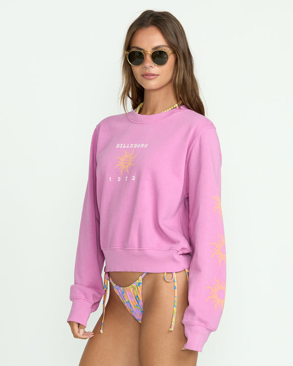 Billabong From Paradise Crewneck Sweatshirt - Bright Rose