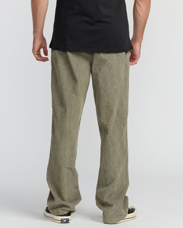 Billabong Larry Elastic Waist Corduroy Pants - Green Ash