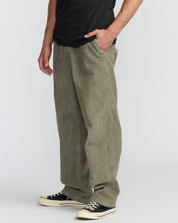 Billabong Larry Elastic Waist Corduroy Pants - Green Ash