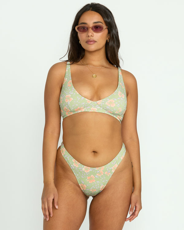 billabong More To Sea Cami Plunge Bikini Top - Pistachio