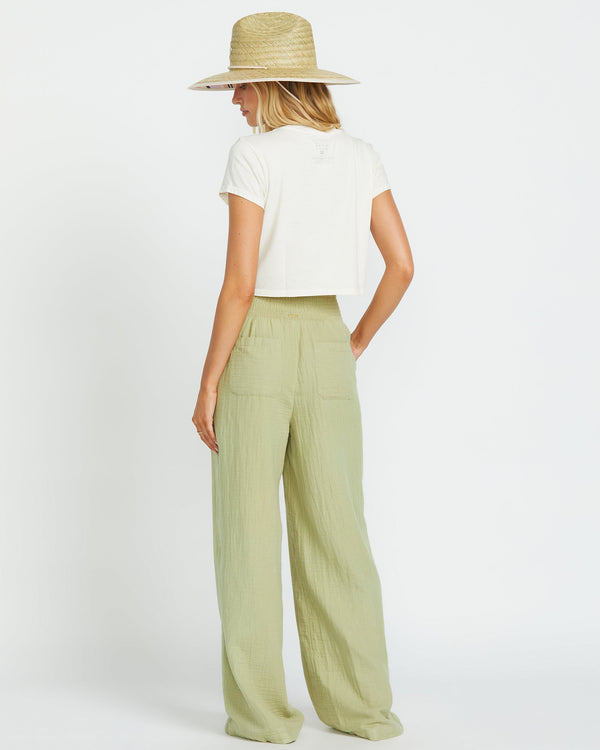 Billabong New Waves Gauze Elastic Waist Pants - Avocado