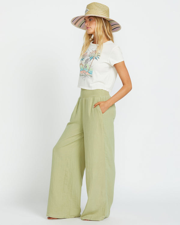 Billabong New Waves Gauze Elastic Waist Pants - Avocado