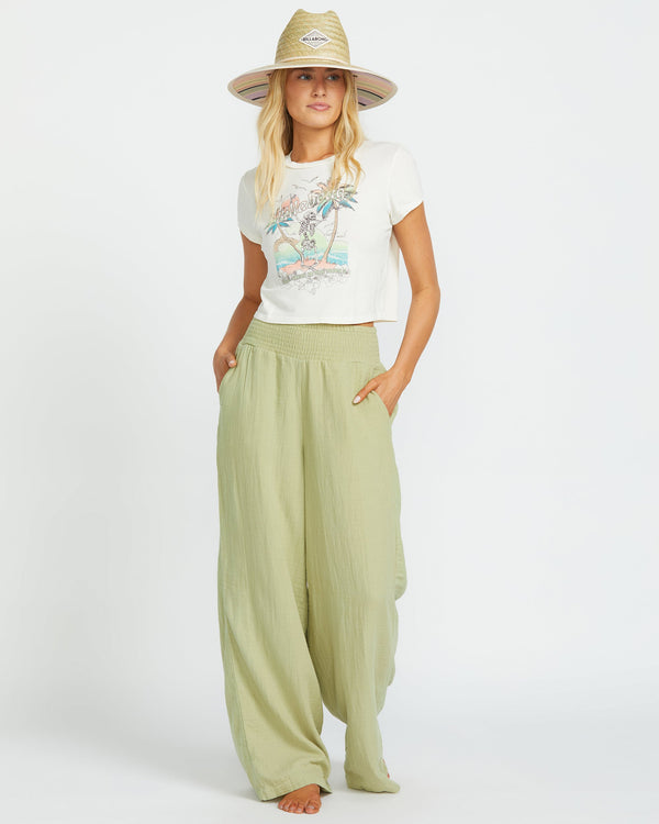 Billabong New Waves Gauze Elastic Waist Pants - Avocado