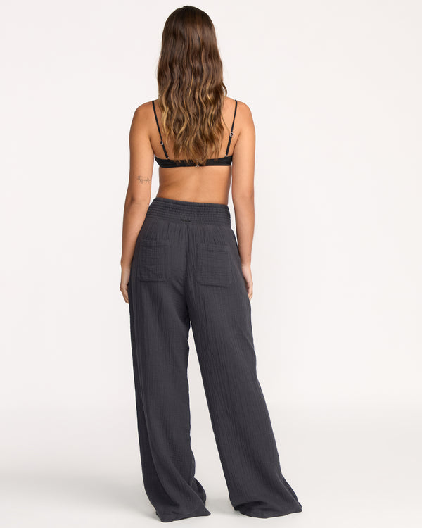 Billabong New Waves Gauze Elastic Waist Pants - Black Sands