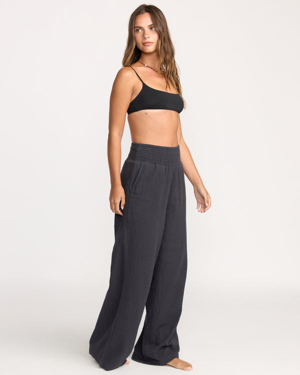 Billabong New Waves Gauze Elastic Waist Pants - Black Sands
