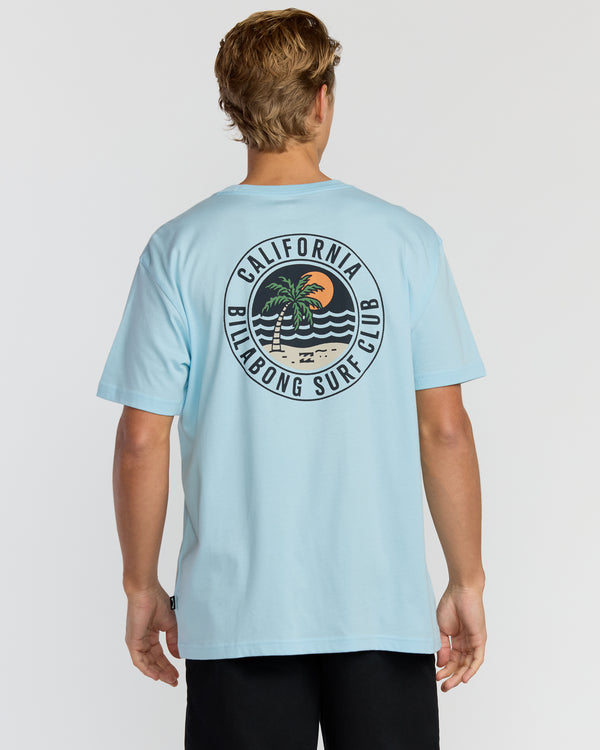 Billabong Palm Beach Ca Premium Short Sleeve T-Shirt - Coastal Blue
