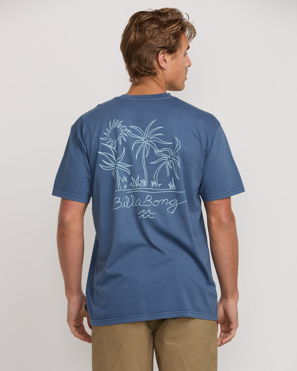 Billabong Palms In The Sun Premium Wave Wash Tee - Slate Blue