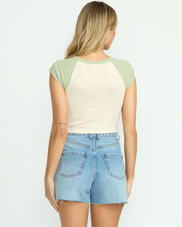 Billabong Riley Cut-Off Denim Shorts - Faded Indigo Fray