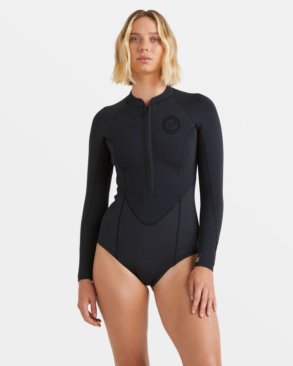 billabong Salty Dayz Natural Flatlock Long Sleeve Springsuit - Black