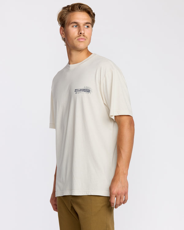 billabong Single Fin Premium Wave Wash Short Sleeve T-Shirt - Off White