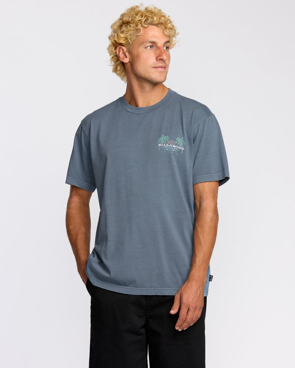 billabong Social Lounge Premium Wave Wash Short Sleeve T-Shirt - Steel Blue