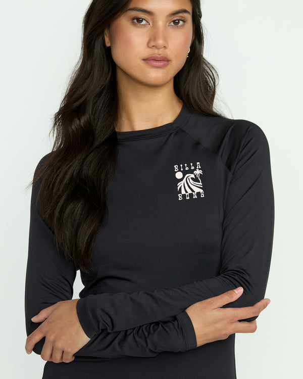 Billabong Sol Searcher Long Sleeve Rashguard - Black Pebble