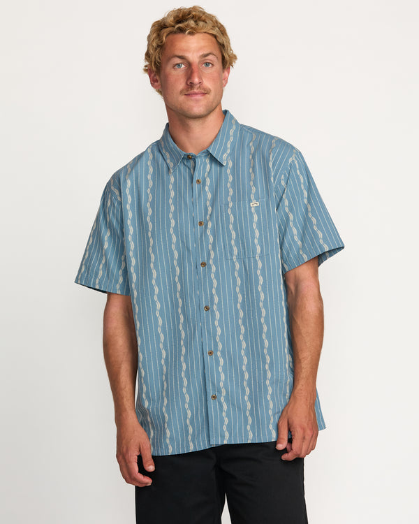billabong Sundays Jacquard Short Sleeve Shirt - Carolina Blue