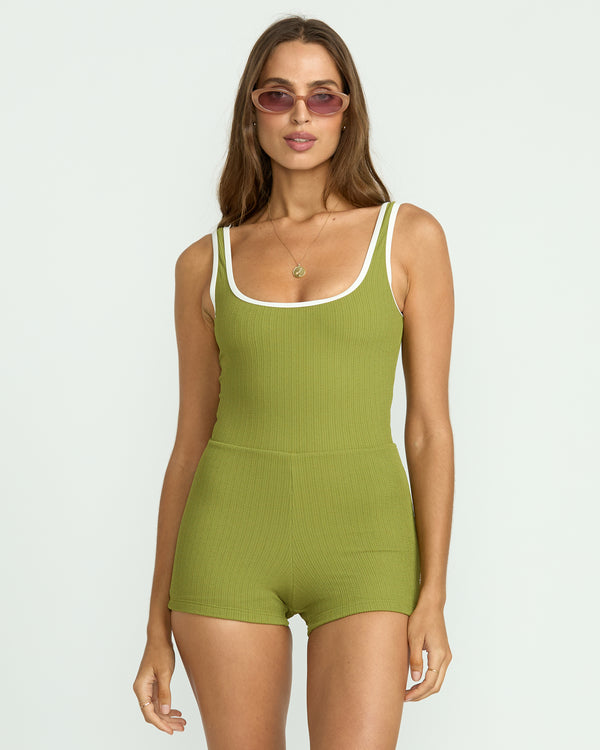 billabong Sunrays Retro One-Piece Surf Suit - Ranger Green