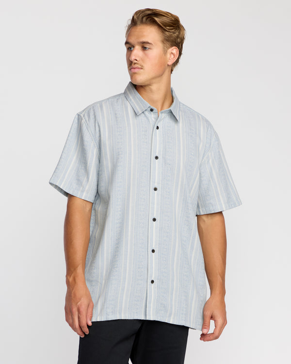 billabong Sunshines Garage Short Sleeve Shirt - Stone Blue