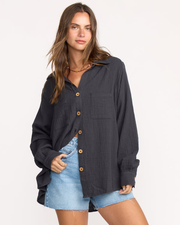 billabong Sweet Swell Long Sleeve Shirt - Black Sands