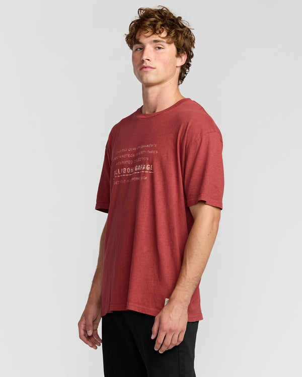 Billabong The Label Garage Regular Short Sleeve T-Shirt - Burnt Red