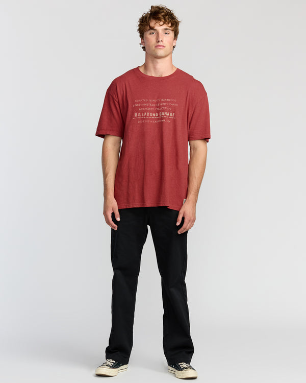 Billabong The Label Garage Regular Short Sleeve T-Shirt - Burnt Red