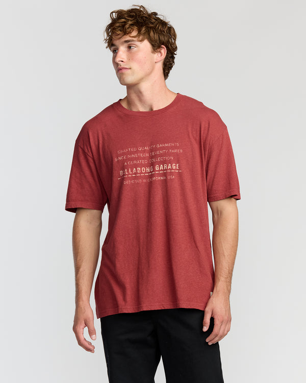 billabong The Label Garage Regular Short Sleeve T-Shirt - Burnt Red