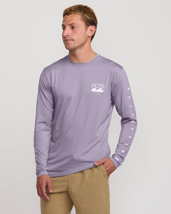 billabong Unity Loose Fit Long Sleeve Surf Tee - Light Purple