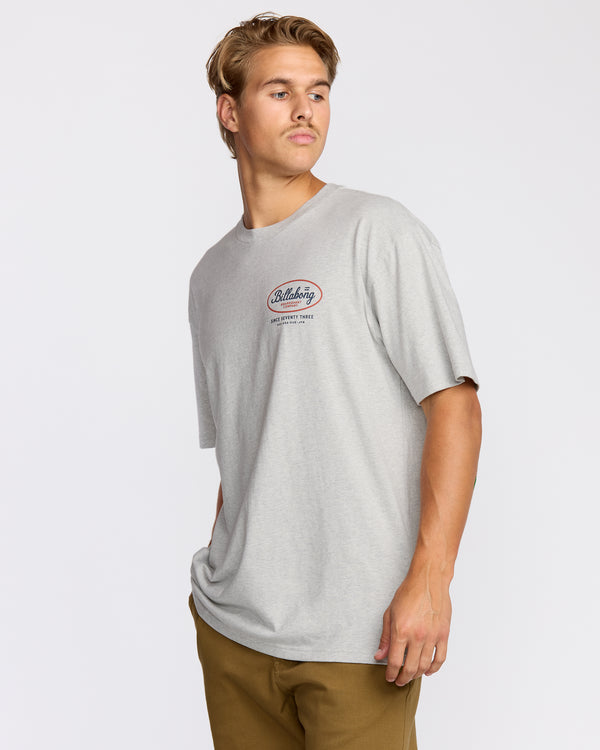 Billabong Walled Regular Short Sleeve T-Shirt - Lt Grey Htr
