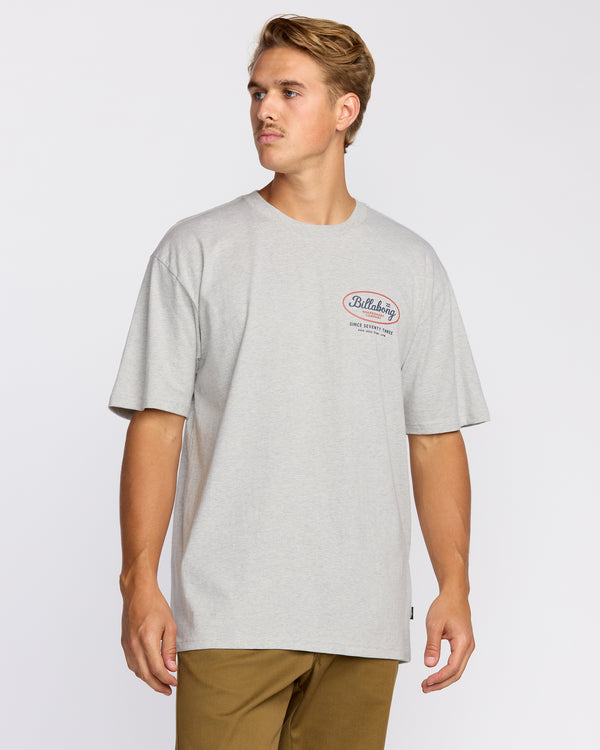 billabong Walled Regular Short Sleeve T-Shirt - Lt Grey Htr