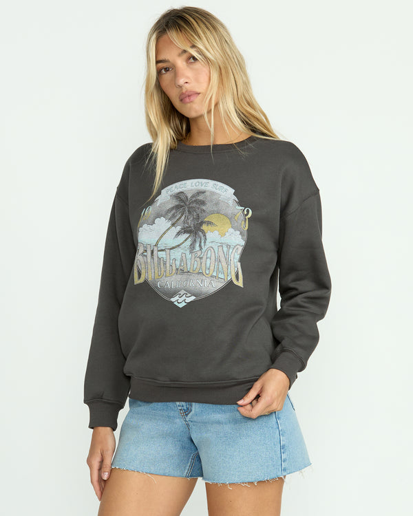 Billabong Wonderland Calls Crewneck Sweatshirt - Off Black