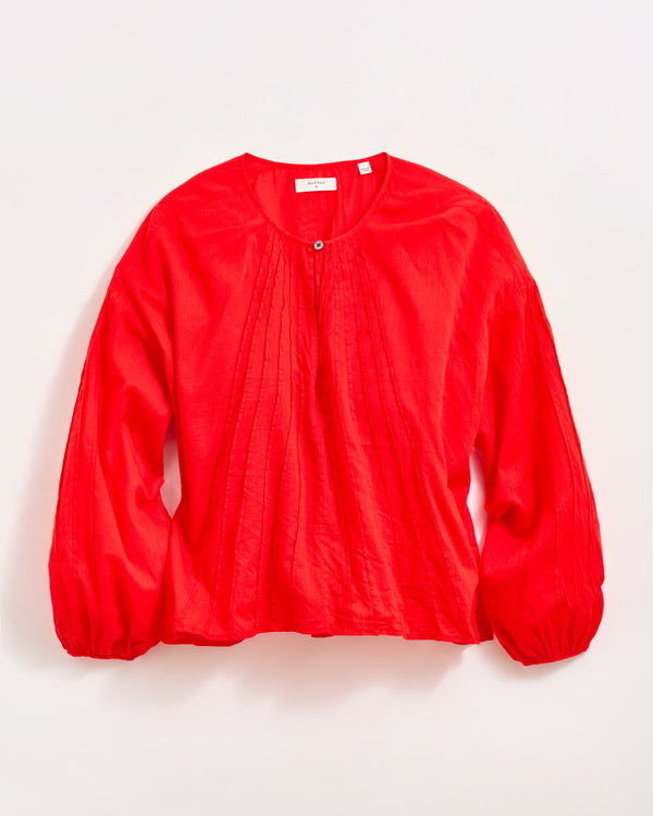 billy reid 100% Cotton Pintuck Blouse with Balloon Sleeves
