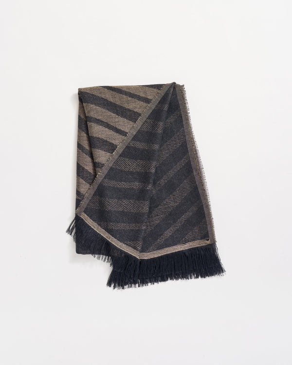 Billy Reid Black And Gold Woven Ribbon Scarf