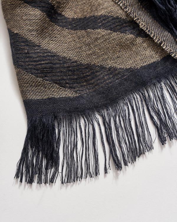 Billy Reid Black And Gold Woven Ribbon Scarf