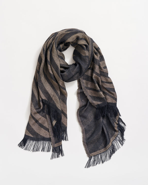 billy reid Black and Gold Woven Ribbon Scarf