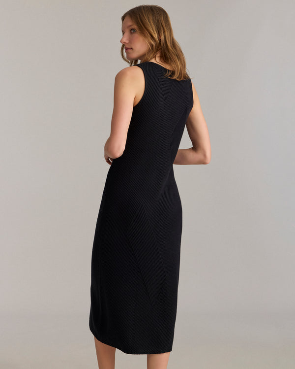 Billy Reid Black Rib V-Neck Dress