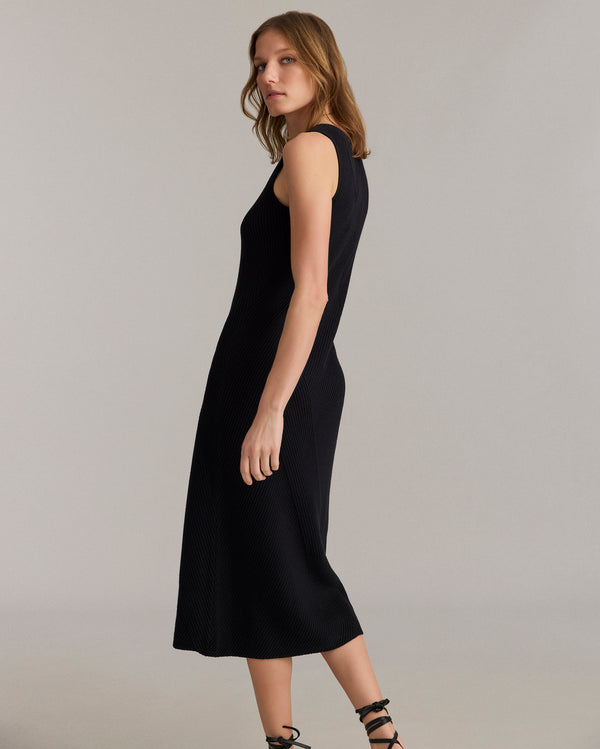 Billy Reid Black Rib V-Neck Dress