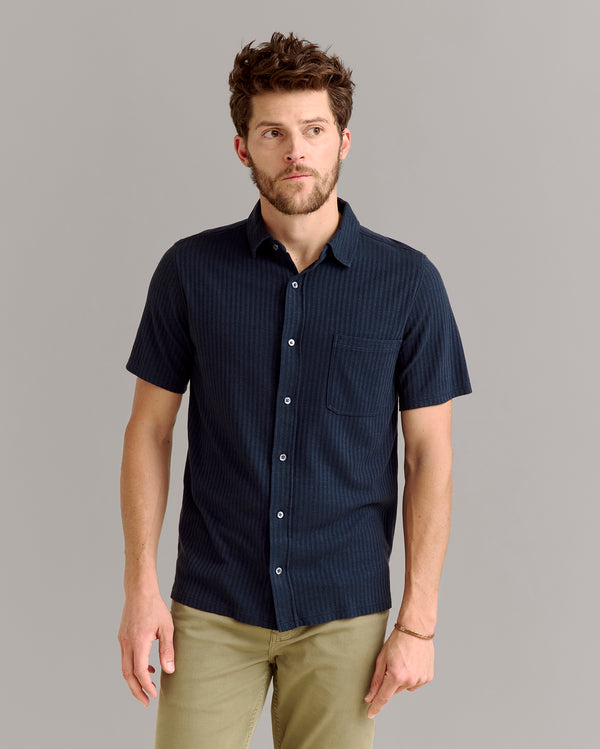 Billy Reid Carbon Blue Knit Treme Shirt